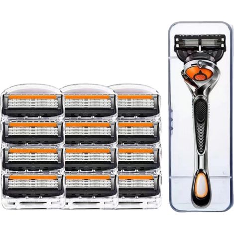 rasoir electriques hommes-Lames en acier inoxydable à 5 lames,24 lames + 1 manche