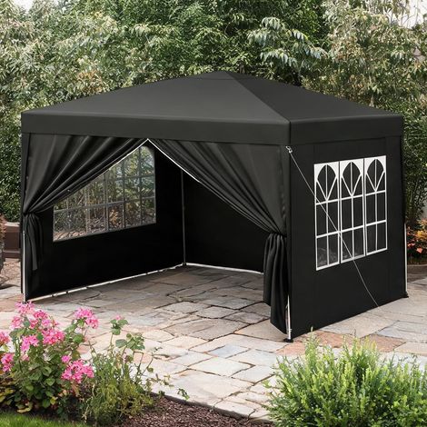 Pavillon de jardin 3 x 3 m en fer et Oxford avec toit imperméable (1/5)