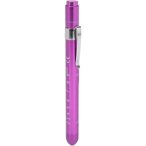 Stylo lampe torche LED violet à clip pour infirmières, lumière blanche, tête convexe, réutilisable, format de poche. (1/5)
