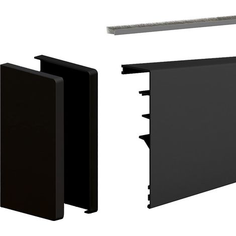 Slid'Up By Mantion – Bandeau de finition aluminium anodisé noir – Pour SLID'UP 160/170 – Longueur 1,95 m – Joint-brosse inclus – Épaisseur max porte 45 mm (1/5)