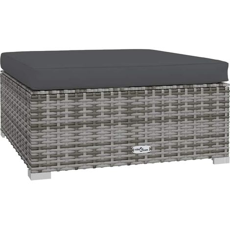 Maison Exclusive - Garten-Fußhocker mit Kissen Grau 70x70x30 cm P (1/5)