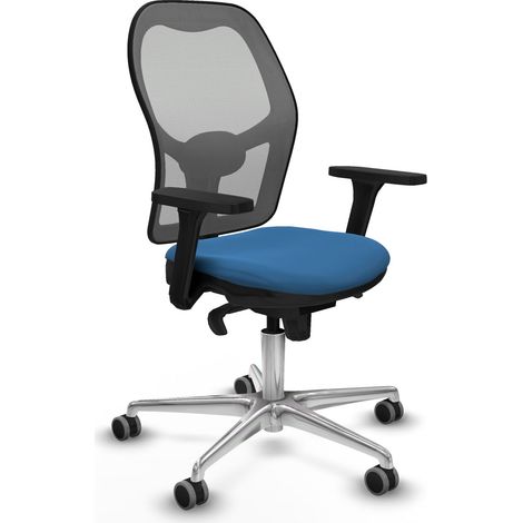 Jorquera sincro malla gris similpiel azul claro brazos 3D base aluminio ruedas 65mm engomada (1/5)