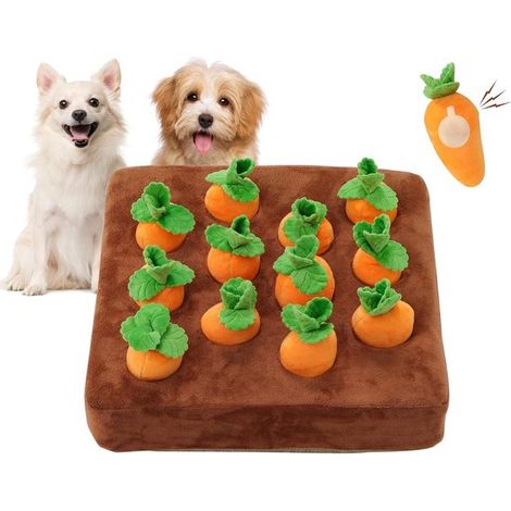Tappetino interattivo per cani per annusarli, con 12 carote (35 cm), mangiatoia a lenta erogazione lavabile in lavatrice e giocattolo educativo. (1/5)