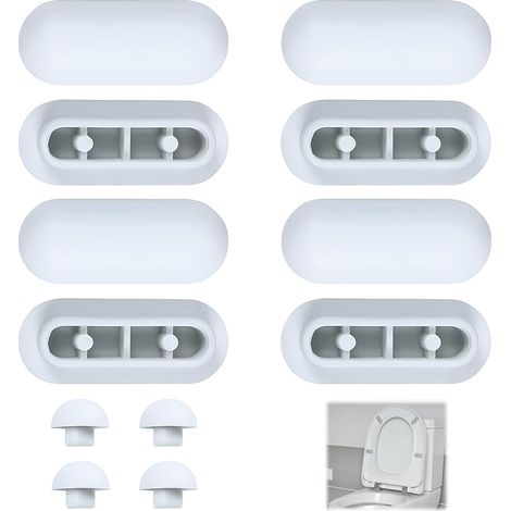 12 Pièces Tampons pour Abattant de WC, Tampons de Remplacement pour Siège de Toilette avec 8 Anneaux et 4 Couvercle Fixations et Embouts pour la Maison Le Bureau l'hôtel (1/5)