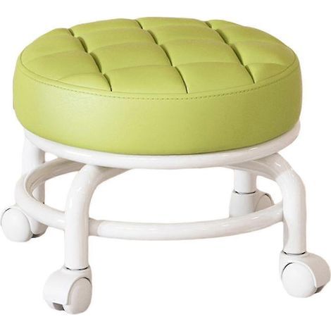 Tabouret roulant pivotant à 360° - Tabouret ménager - Tabouret mobile silencieux avec poulie - Tabouret bas - Roulettes pivotantes universelles pour la cuisine et la maison - Vert (1/5)