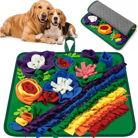 Tapis de Fouille Chien Tapis Fouille Chien Interactif Jouet Interactif pour Stimulation Mentale Anti-ennui Entraînement Olfactif Tissu Polaire Antidérapant 50×50cm pour Chiens de Toutes Tailles (1/5)