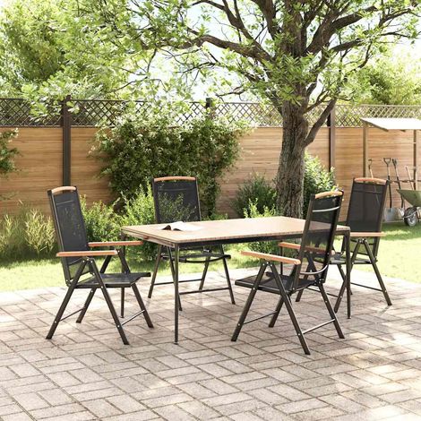 vidaXL Sillas plegables, 4 unidades, aluminio y textilene negro. (1/2)