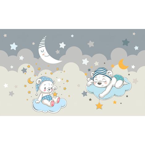 Papier peint panoramique Enfants - Oursons Etoiles - 130 cm x 78 cm (1/2)