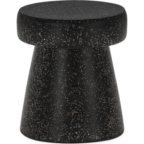 Tabouret design noir en fibre de pierre effet terrazzo élégant - Noir effet terrazzo moucheté blanc (1/2)