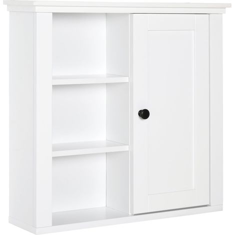 Armadietto da parete per bagno 53 x 14,5 x 50,5 cm salvaspazio ripiano regolabile classico decorativo in MDF bianco 210000982