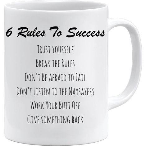 Mug Motivation 6 règles du succès Tasse Citation Inspirante Cadeau Homme Femme Mug Café Humour 330ml (1/5)