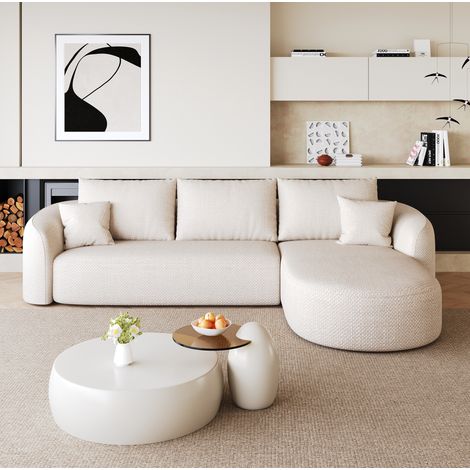 Divano angolare modulabile 266 x 168 x 85 cm in tessuto bianco, senza montaggio - CHICFURN (1/5)