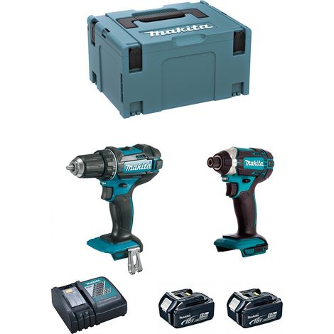 Makita – Pack de 2 outils électroportatifs 18V – Perceuse-Visseuse DDF482 avec 2 batteries 5.0Ah – Visseuse à chocs DTD152 – Coffret MAKPAC 3 (1/5)