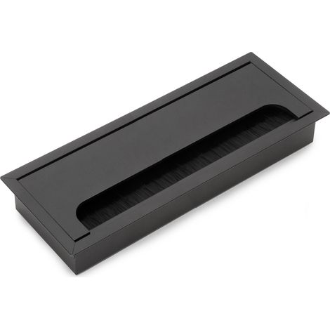 Passacavi da tavolo Emuca Quadrum, rettangolare, 269x80 mm, da incasso, Alluminio, Verniciato nero