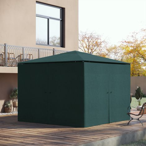 4 pannelli laterali per gazebo rigido da giardino 300 x 300 cm, proteggono da pioggia, vento e sole, colore grigio.