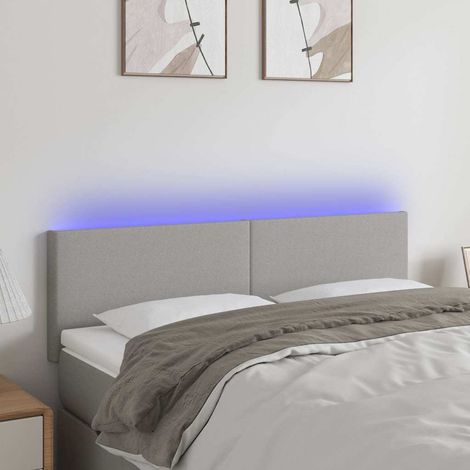 vidaXL Cabecero con LED de tela gris claro 144x5x78/88 cm (1/5)