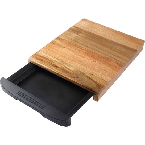BERGNER Natural  Tagliere da Cucina  Fabbricato in Legno d'Acacia  con Cassetti Estraibili Raccoglibriciole  Aiuto Pratico per Cucinare  Pulizia e Conservazione Facile (1/4)