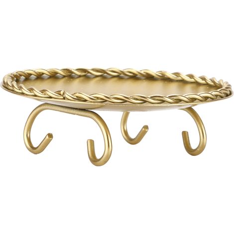 Bougeoir rond en fer forgé et dentelle de chanvre, idéal pour la décoration de bureau ou comme cadeau. (1/5)