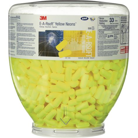 Dispenser di protezione acustica E-A-R One Touch Pro con riempimento E-A-Rsoft Yellow Neons 500PA / VE