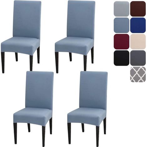 Ensemble de 4 housses extensibles pour chaises de salle à manger, housses modernes et amovibles pour mariages, bars, maisons et décorations de cuisine, gris-bleu (1/5)