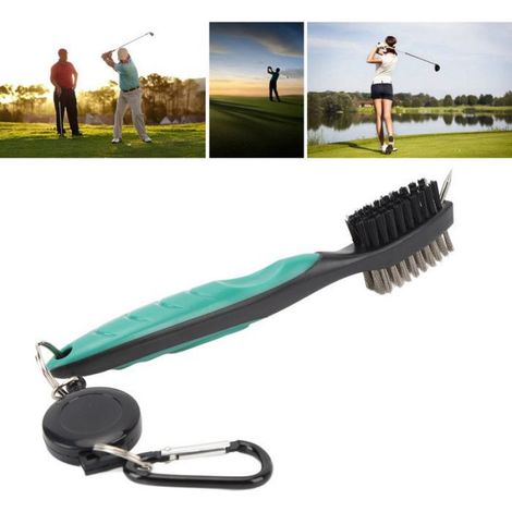 brosse de double face Brosse de Club de avec cordon rétractable, poils en acier double face, poignée sport Verte (1/4)