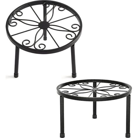 2 soportes metálicos para plantas,27 x 27 x 23 cm,Soportes para macetas y jardineras,Estantes metálicos para uso interior y exterior,Negro (1/5)