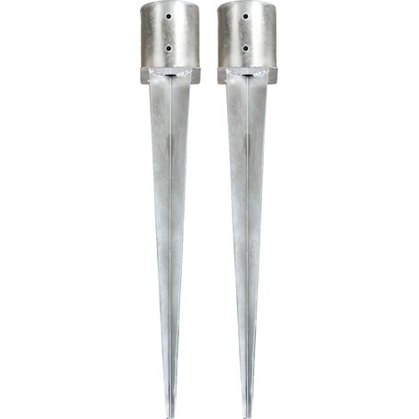 vidaXL Piquets au sol 2 pcs Argenté 12x91 cm Acier galvanisé (1/5)