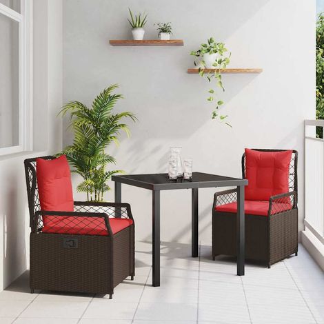 Garten Essgruppe 3 pcs Braun Poly-Rattan (1/5)