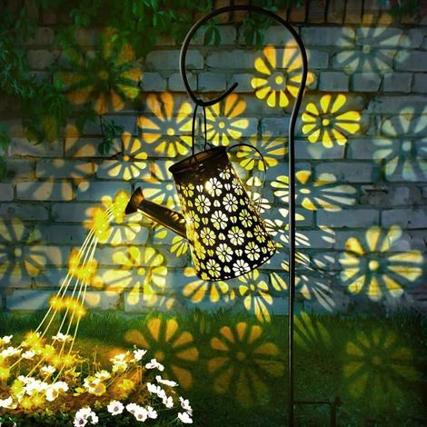 1 lampe arrosoir solaire, design rétro en métal avec guirlande LED en cascade, étanche IP65 pour jardin, cour et pelouse