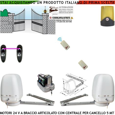 Cancello Elettrico Kit Motori a Braccio Articolato 24 V 2 Ante da 0,5 a 2,5 MT Centrale 220/24 V 2 Radiocomandi Faro Fotocellula (1/4)