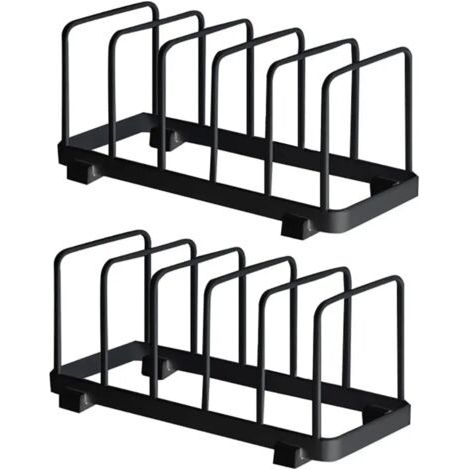 Assiette Organisateur, Égouttoir à Vaisselle, Supports à Assiettes, Organisateur d'Étagère à Assiettes, Rangement de Planche à Découper pour Cuisine Comptoir Placard (Noir, 2 Pièces) (1/4)