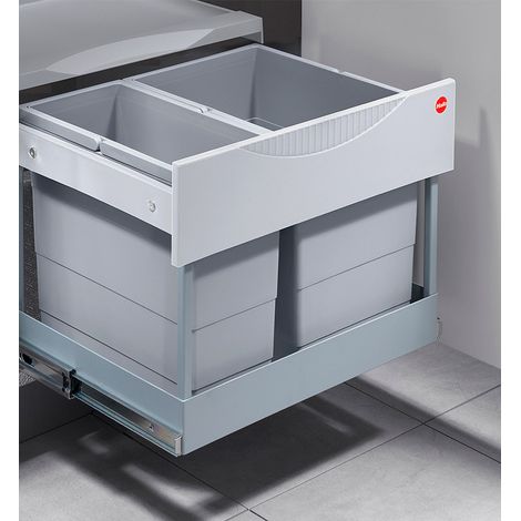 Hailo – Poubelle encastrable tri sélectif 2 bacs 30L – Ouverture automatique – Intégration dans meubles 60cm – Facile à nettoyer et à vider (1/4)