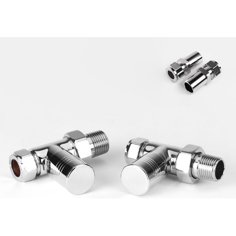 Durham Chrome Straight Round Top Valve with Lockshield and 8mm Pipe Reducer