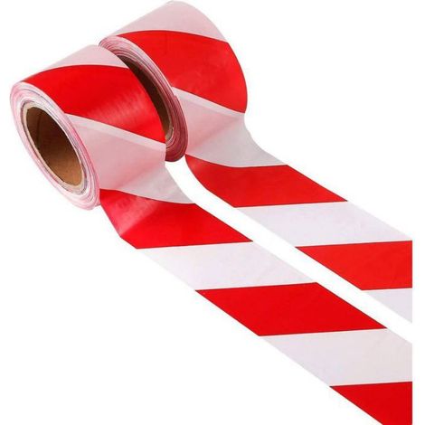 Ruban De Signalisation - 48 mm x 33 m - Rouge Et Blanc - Non Adhésif - Pour Délimitation De Zones Dangereuses Ou De Passage (1/3)