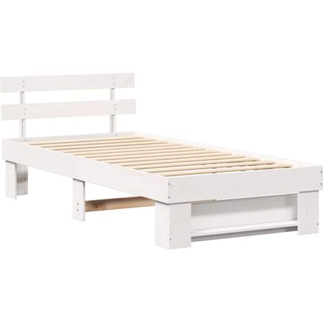 Lit simple,Lit adulte,Cadre de lit Blanc 90 x 200 cm Bois massif en pin CFW5496499 (1/5)