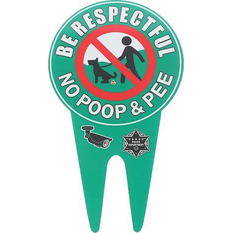 Double-sided sign "No dogs allowed to defecate" and "No dogs allowed to urinate" with ground stake - AquaForge