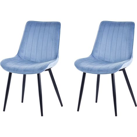 Chaises salle à manger bleu velours 53x88 cm set de 2 HOMAVO (1/5)