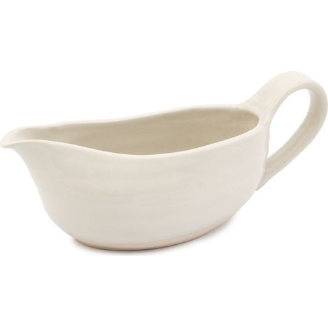 Jamie Oliver Big Love Great - Sauce maker white with pinched spout and handle, jug de sauce texture with ribbed texture and glossy enamel, for custard, cream, milk, dishwasher, microwave, suitable for