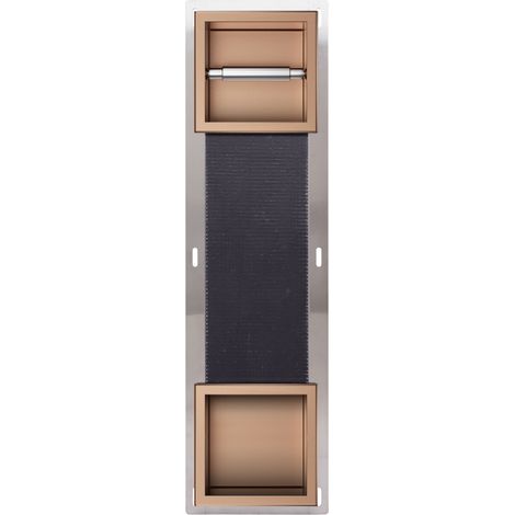 Balneo Distributeur papier-toilette encastrable avec porte 74x20,8x14,7cm, acier inoxydable, finition cuivre, WALL-BOX PAPER 2 (1/5)