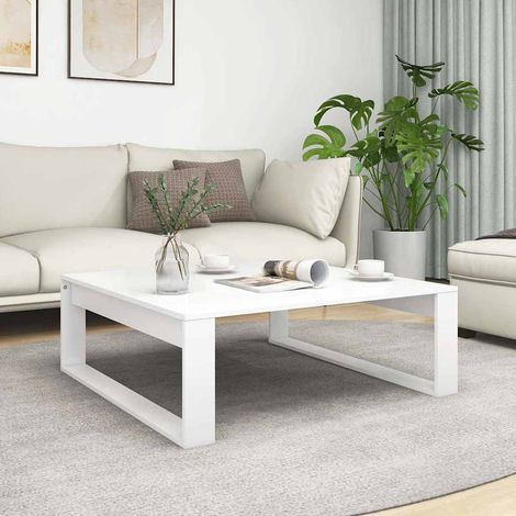 vidaXL Mesa de centro madera contrachapada blanco 100x100x35 cm (1/5)