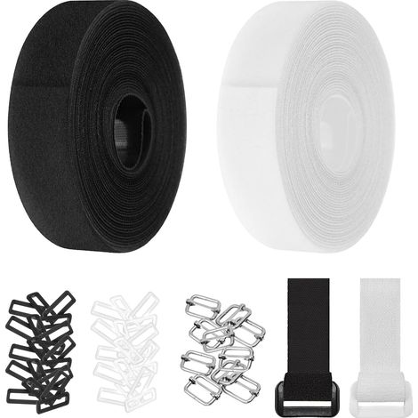 2 Rouleaux Reglable Scratch Serre-Câbles Electriques, Sangles de Câbles Scratch Câbles Réglables, Collier de Serrage Cable Réutilisable en Nylon avec 50 Boucles pour Maison Jardin Bureau (1/5)