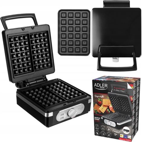 ADLER WAFFELEISEN 2000W 2 KNUSPRIGE XXL ADLER WAFFELN