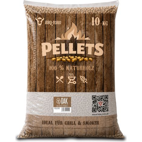 BBQ-Toro Pellets de Roble de 100% Madera de Roble  10 kg  Pellets de roble para parrilla, ahumador