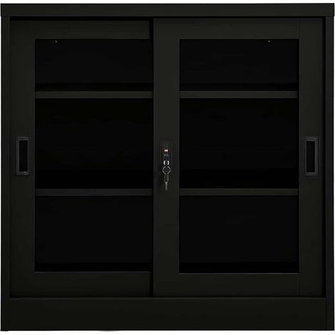 Maison Exclusive - Armoire à portes coulissantes Noir 90x40x90 cm Acier (1/5)