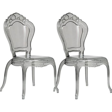 Set 2 sillas de policarbonato transparente Silla de cocina/sala de estar Sillones de plástico para comedor Sillón dormitorio (1/5)