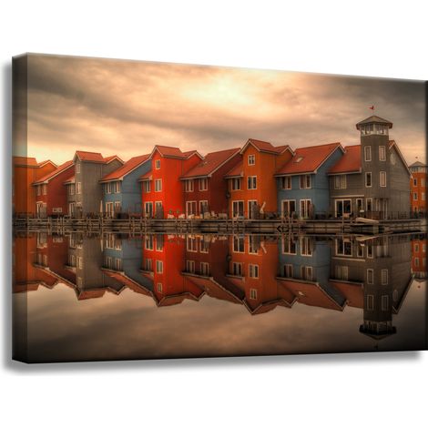 Lienzo impreso "Casas coloridas de los Países Bajos" 60x40 cm