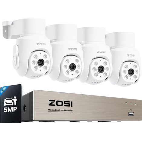 Sistema de cámaras de seguridad, visión de 360°, detección inteligente, 500 GB, 5 MP, 4 cámaras. (1/2)