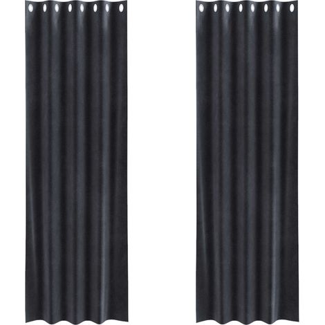 Rideaux occultants 2 pcs Gris foncé 140 x 245 cm Velours (1/5)