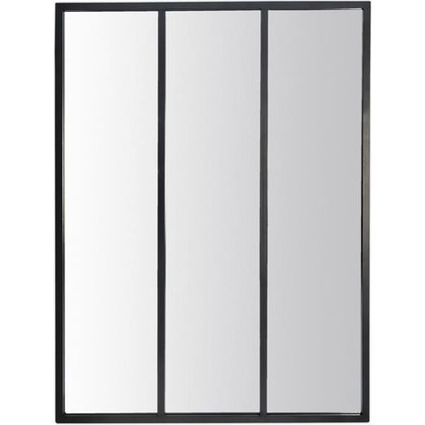 Drawer – Miroir sur pied industriel 90x120cm en métal noir – Effet fenêtre d'atelier – Apporte luminosité et profondeur à votre intérieur (1/2)