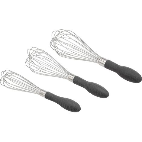 Amazon Basics Lot de 3 fouets à fils en acier inoxydable, Gris (1/4)